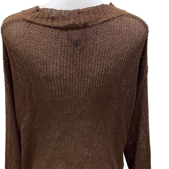 LUMIERE women's chocolate brown sweater large long sleeve sweater cozy forest - Picture 5 of 6